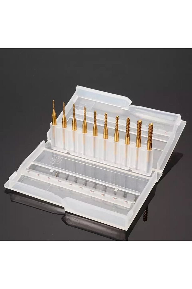 Cnc Freze Seti Gravür- Cnc Router Pcb Kesici - Freze Seti 0.8-3.17mm 10 Adet - 1