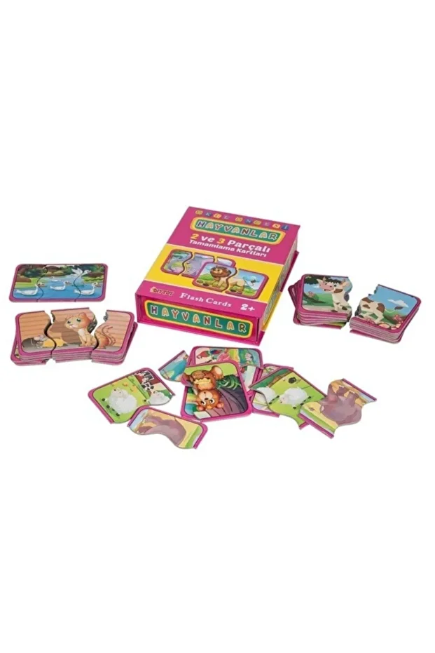, Hayvan Ve Taşıt Tamamlama, Zeka Kartları, 2 Ve 3 Parçalı Puzzle, Birleştirme Kartları - 5