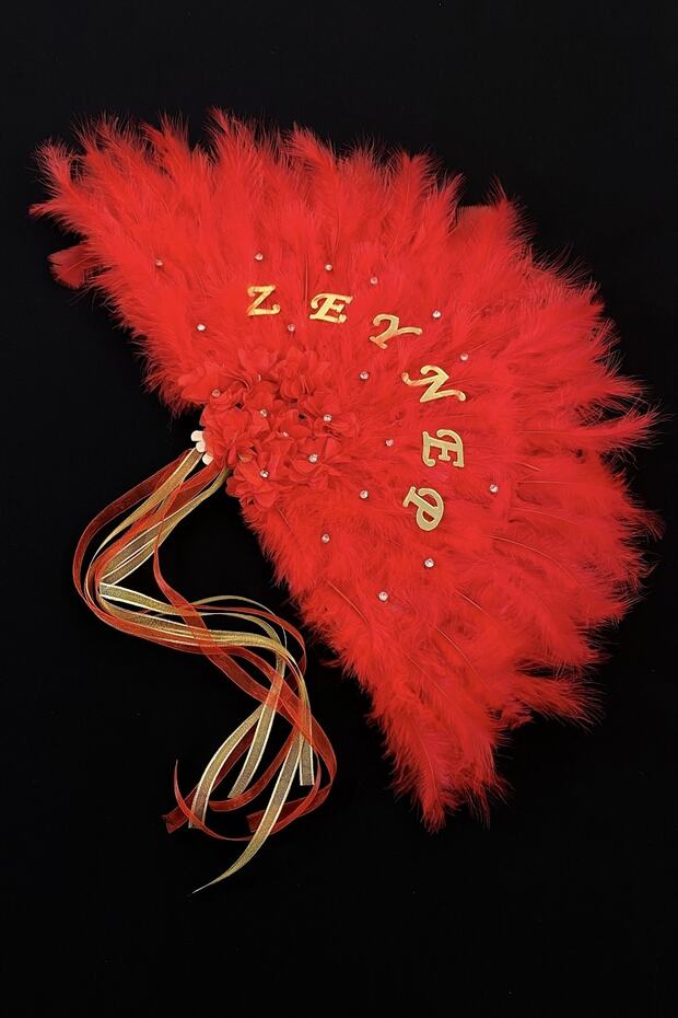 Red Bridal Fan, Bride to Be, Bachelorette Party, Henna Night, Wooden Feather Fan