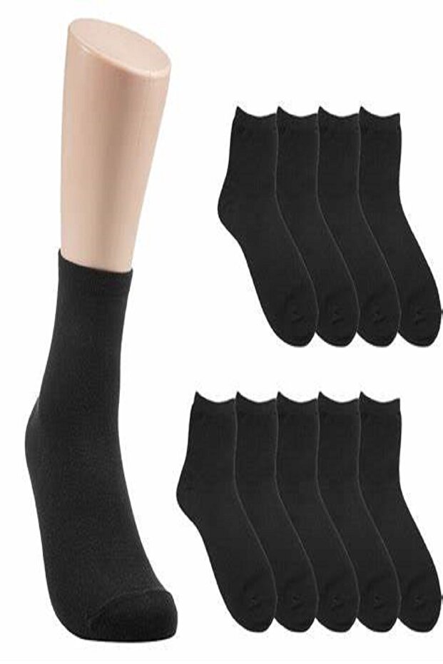 Men's Socks Plain Black Long Lycra Pack of 10