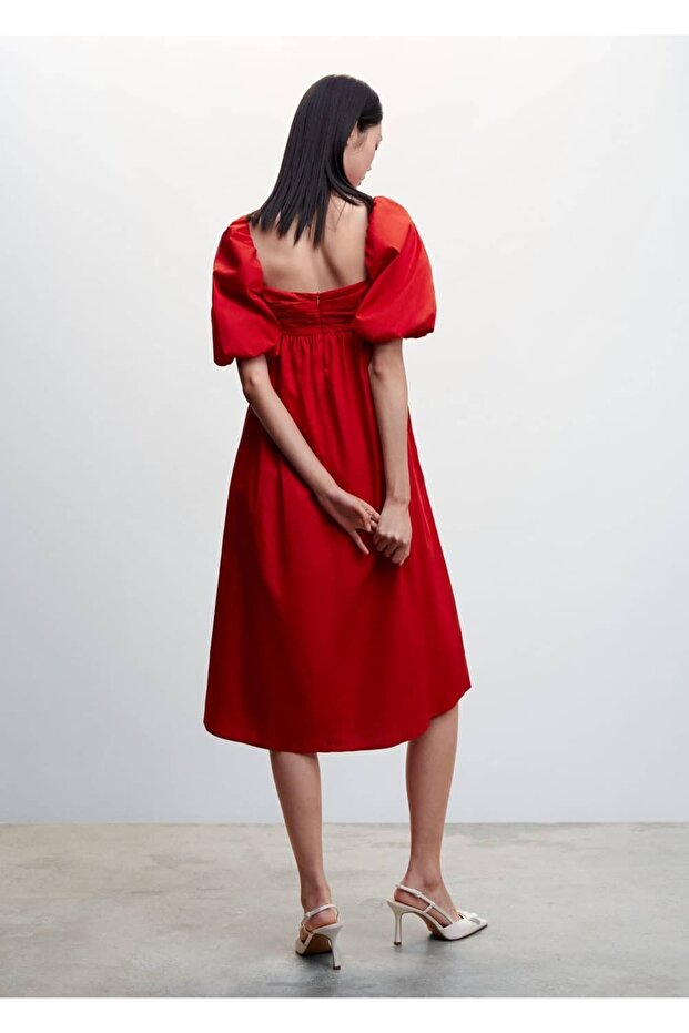 Kadın Kırmızı Elbise - 4