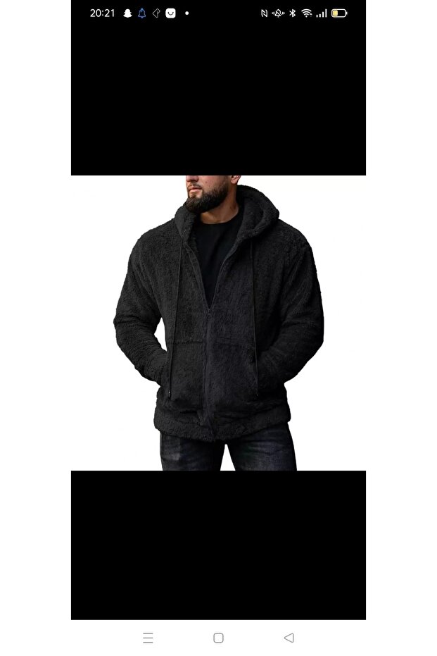 Hooded Zippered Plush Polo Cardigan