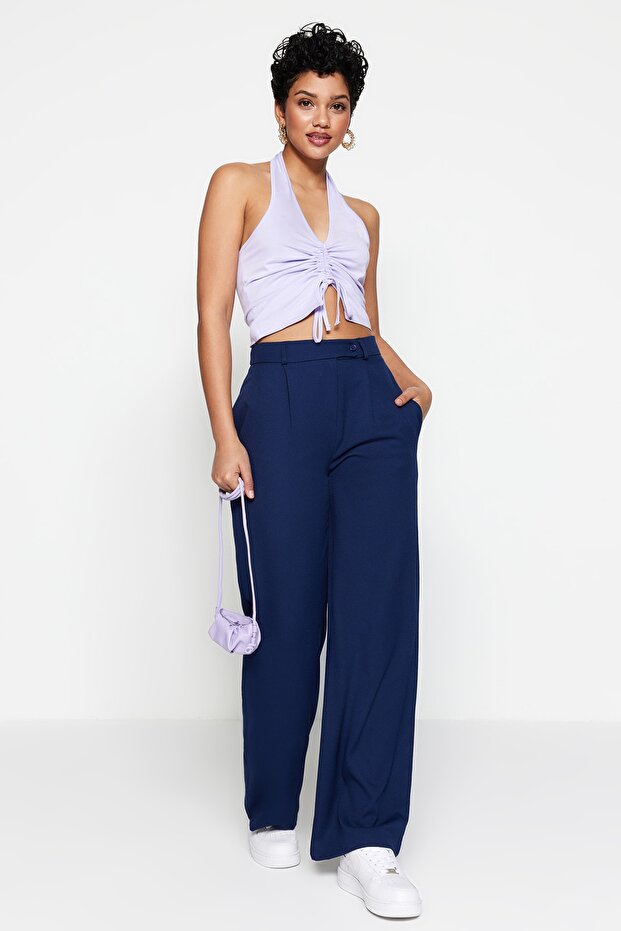 Mavi Wide Leg/Geniş Paça Dokuma Kumaş Pantolon TWOAW22PL0263 Palazzo - 1