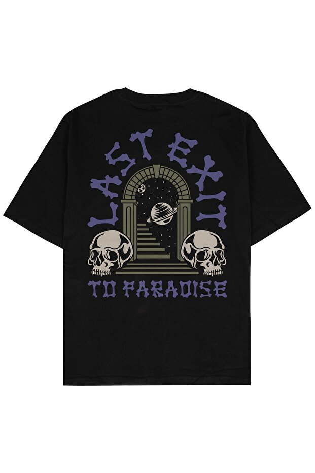 Last Exit Siyah Oversize Unisex T-shirt - 1
