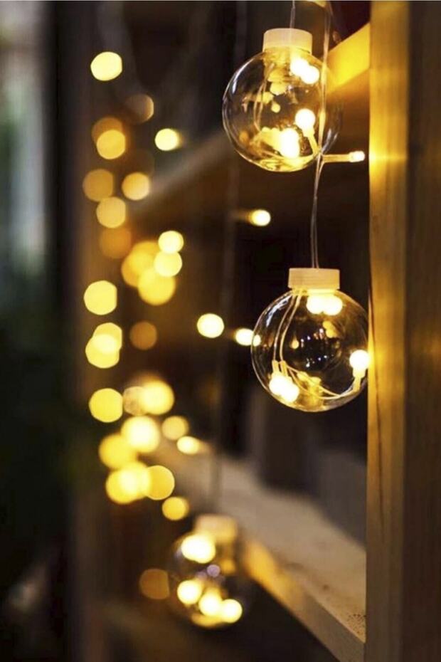 Decorative Daylight Ball Bulb Curtain Led Children's Room Terrace Living Room Pine Ornament Christmas Party Lighting
