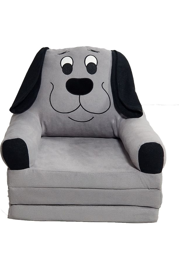 Katlanabilir Bebek-çocuk Koltuğu Sandalye Portatif Yatak Puf Sofa Kumaş Köpek Figürlü 3 Minderli Puf - 1
