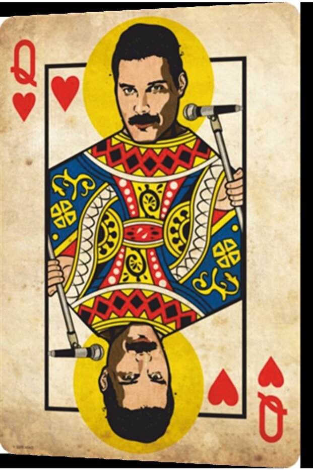 Queen Freddie Mercury Playing Card Retro Wooden Poster