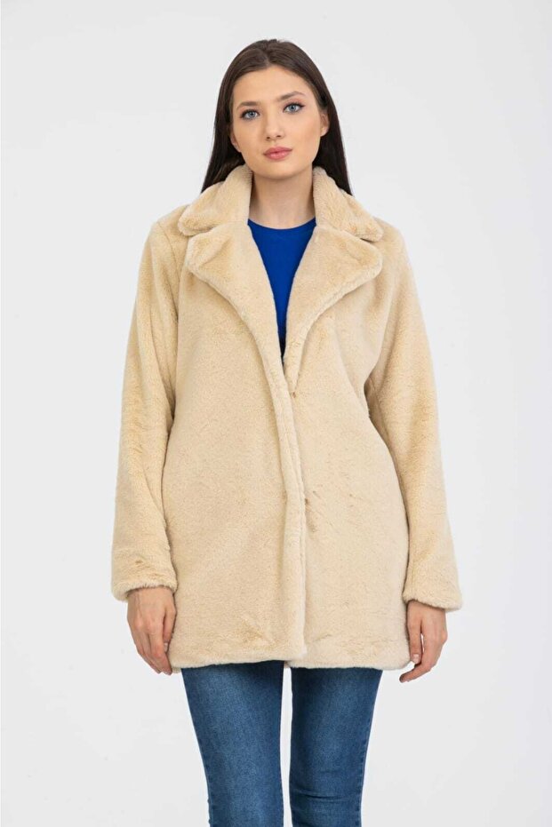 سترة بياقة فرو الأرنب - 3