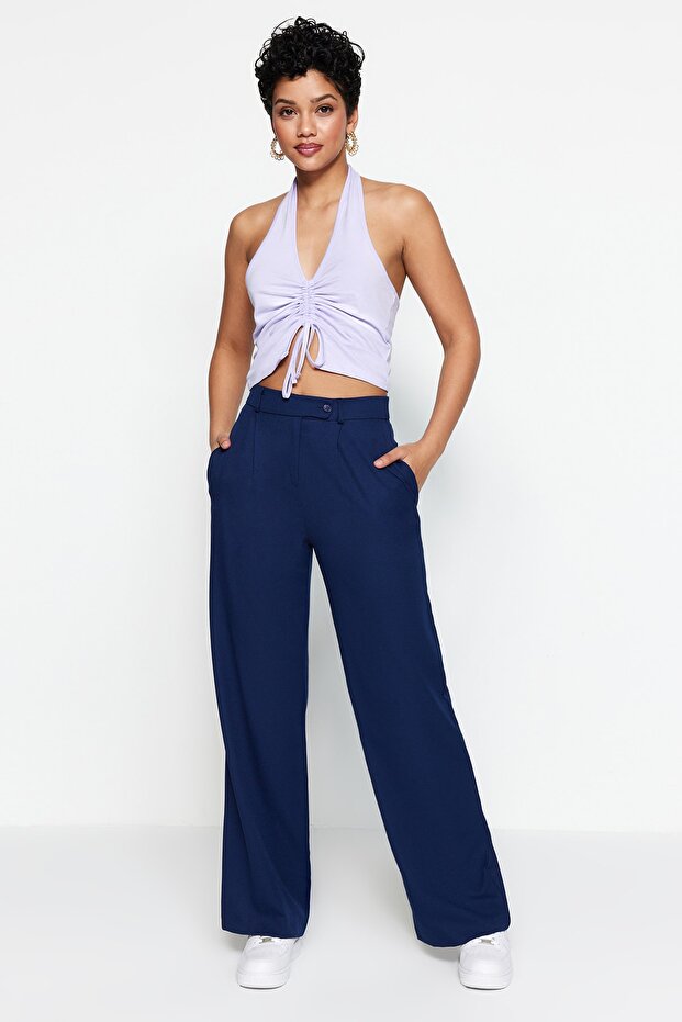 Mavi Wide Leg/Geniş Paça Dokuma Kumaş Pantolon TWOAW22PL0263 Palazzo - 3