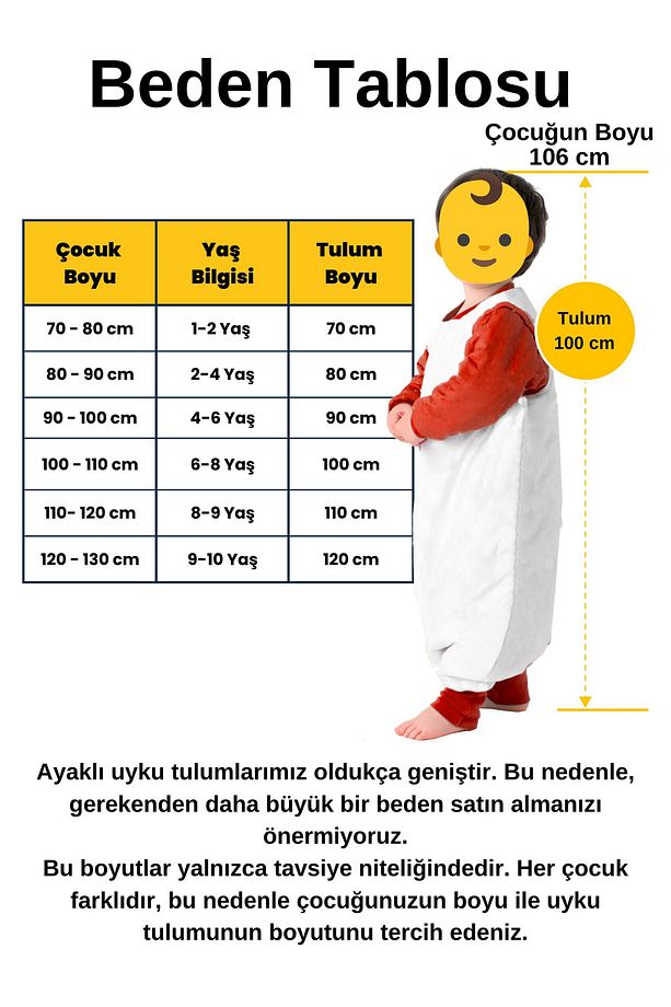 Bebek Uyku Tulumu 1.0 Tog 90 4-6 Yaş cm Ayaklı Kaymaz Tabanlı Fil Desenli Paçalı Kolsuz - 3