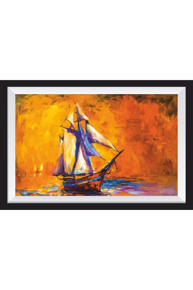 Wooden Painting with Storm Sailing Artistic Frame Appearance