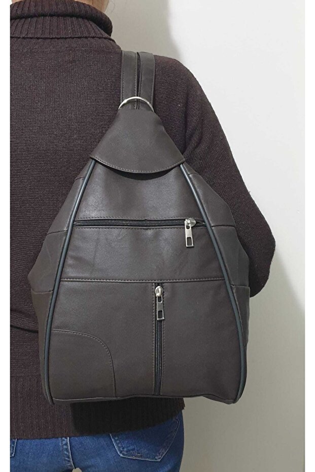 Genuine Leather Backpack - 1