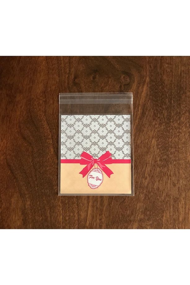 Bantlı Şeffaf Desenli Poşet Opp 10x10 Cm 95 Adet - 1