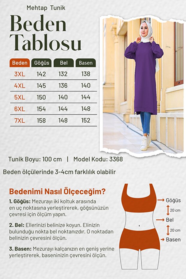 تونيك Mehtap ذو خيطين مقاس كبير - أسود - 2