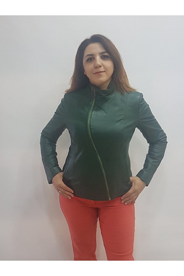 Kadın Yeşil Deri Ceket