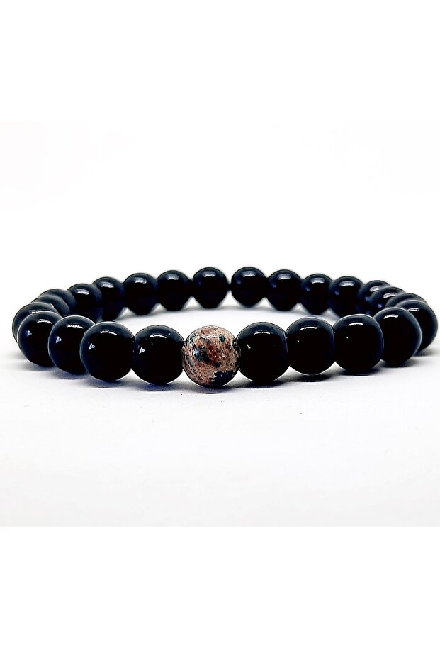 Single Variscite Courage Stone Onyx Natural Stone Unisex Bracelet