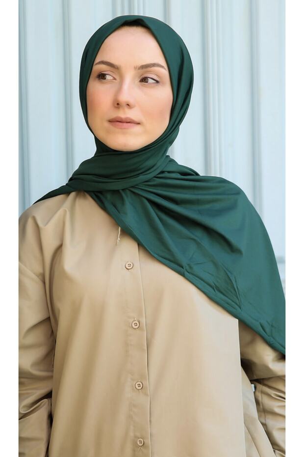 Combed Cotton Shawl-emerald - 2