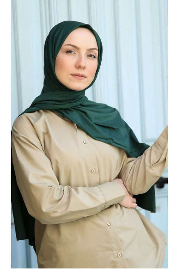 Combed Cotton Shawl-emerald - 3