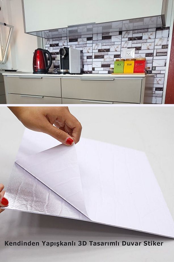 1adet 30cmx30cm 3d Kendinden Yapışkanlı Duvar Kağıdı Kaplama Su Geçirmez Mutfak Banyo - 4