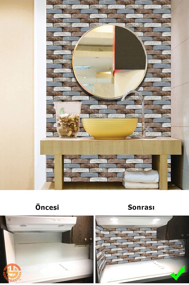 1adet 30cmx30cm 3d Kendinden Yapışkanlı Duvar Kağıdı Kaplama Su Geçirmez Mutfak Banyo - 4