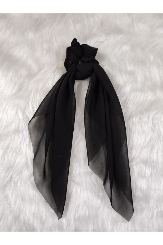 Black Color Chiffon Bagel Buckle with Scarf - Scarf Buckle
