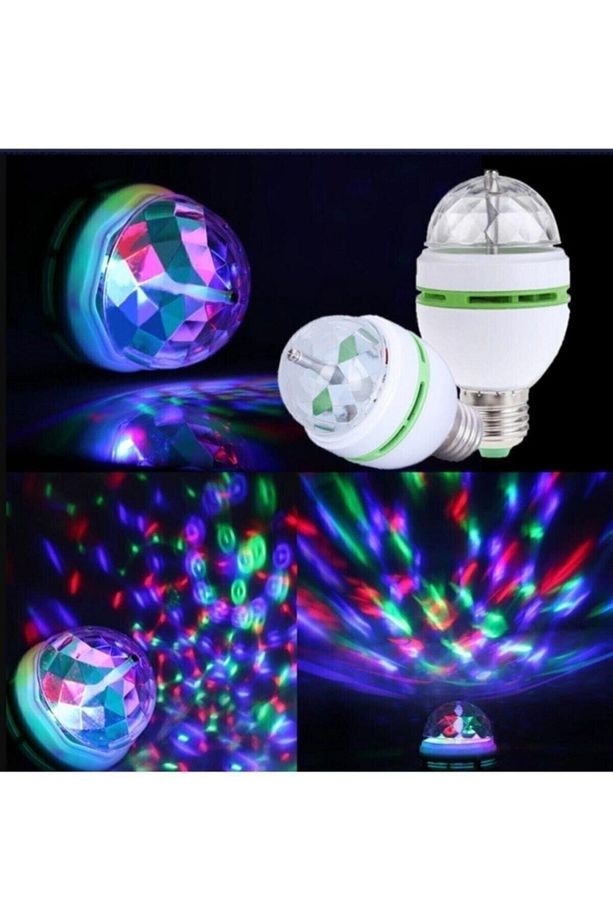 Renkli Led Döner Başlıklı Disko Topu Ampul Gece Lambası 3 Watt E27 Duylu Renkli Disco Ampul - 3