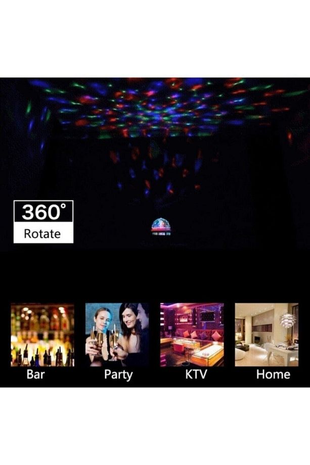 Renkli Led Döner Başlıklı Disko Topu Ampul Gece Lambası 3 Watt E27 Duylu Renkli Disco Ampul - 5
