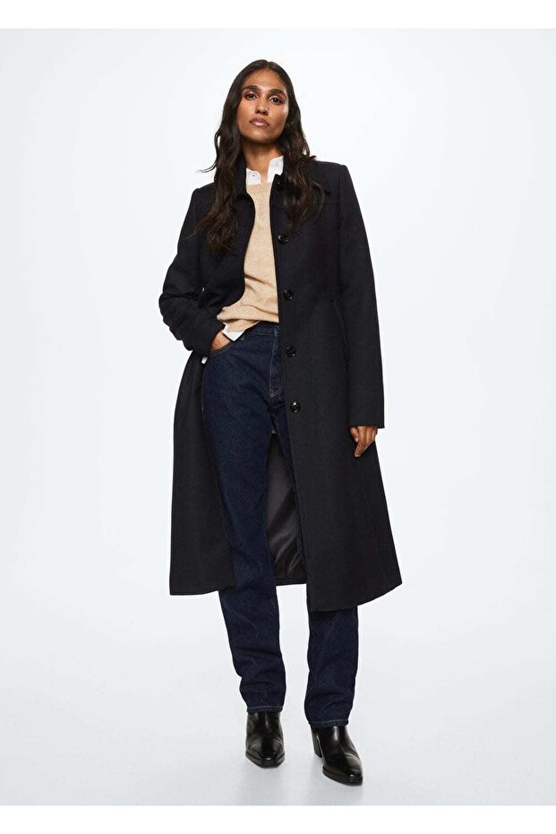 Düğmeli Fitted Palto - 2