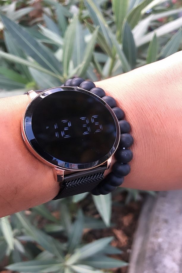 Premium Dokumatik Led Ekran Mıklatıslı Hasır Kordon Unisex Kol Saati-bileklik Hediyeli - 5