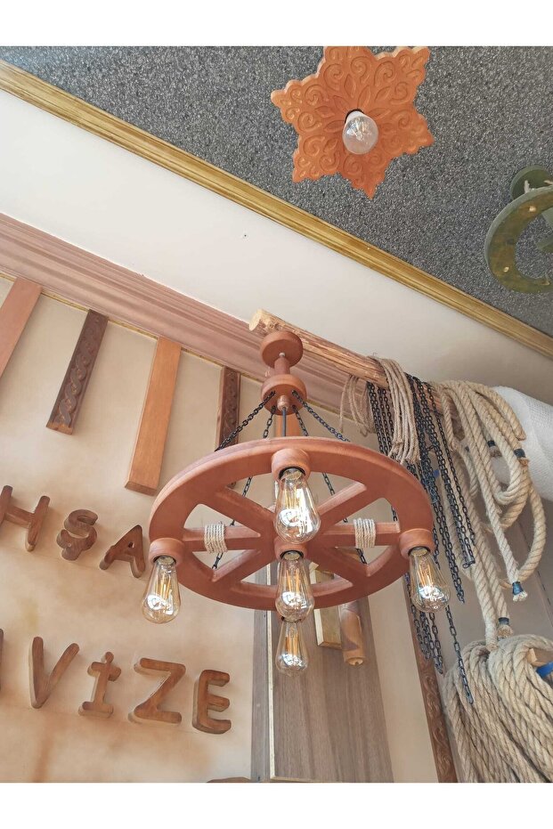 Ahşap Teker Avize - 6