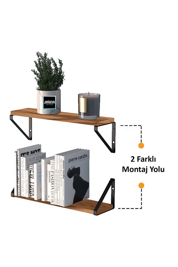 (CEVİZ) Silme Duvar Rafı Çalışma Odası Rafı Salon Rafı Mutfak Rafı Baharatlık(1 ADET) - 5