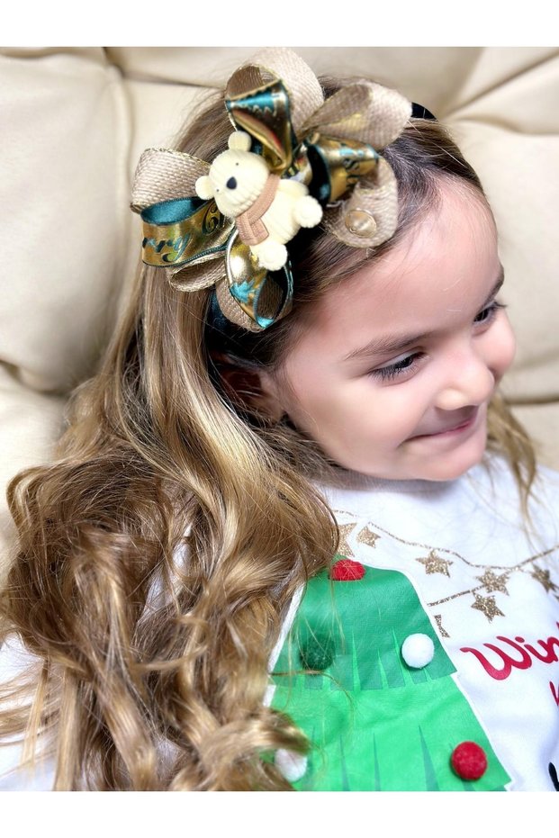 New Year's Eve Luxury Metalic Gold Teddy Bear Decorated Straw Bow Crown Women's Children's Crown