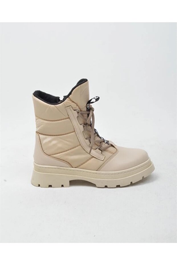 Ensa Kadın Nut Rengi Nude Bağcıklı Fermuarlı Paraşüt Kumaş Kar Botu - 1