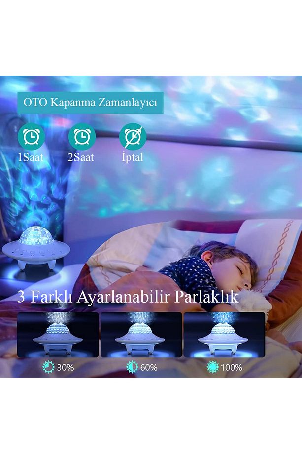 Starry Galaxy Projektör Hoparlör Bluetooth Ufo Gece Lambası - 6