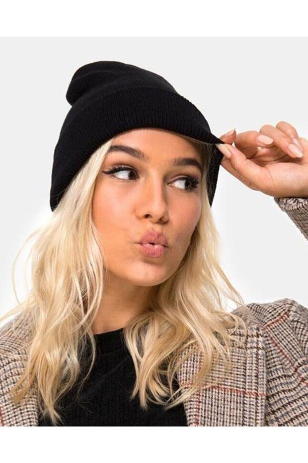 Unisex Μαύρο Basic Beanie - 1