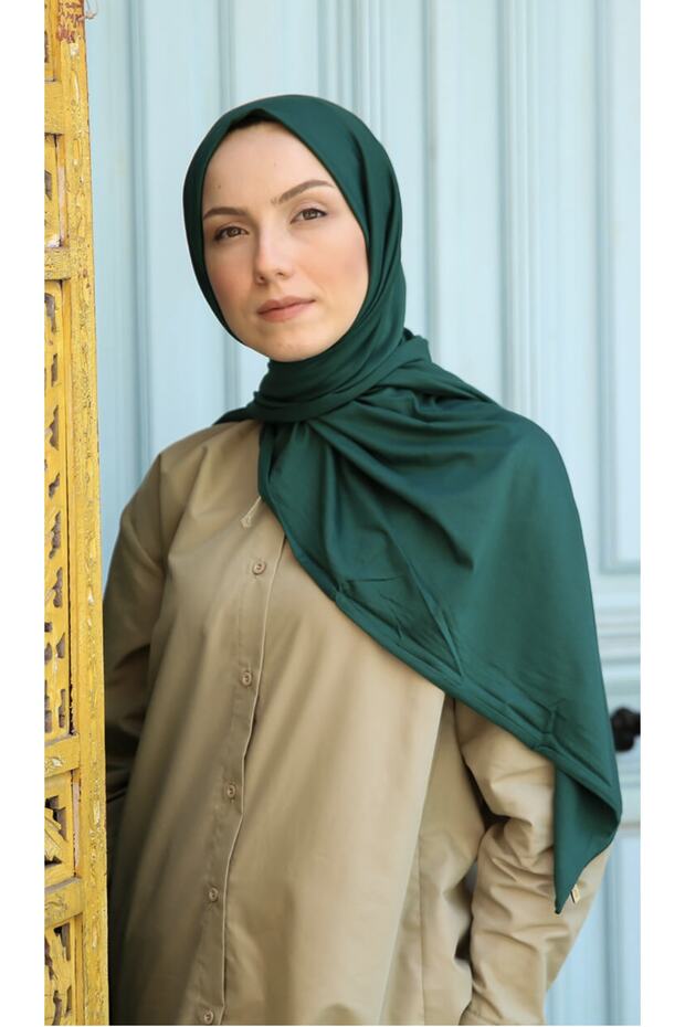Combed Cotton Shawl-emerald - 1