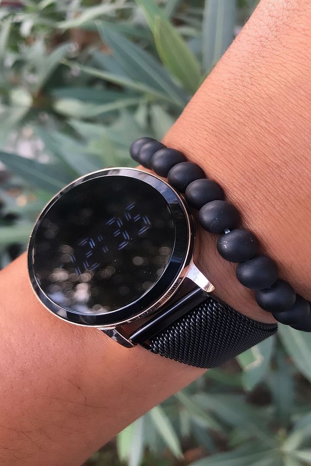 Premium Dokumatik Led Ekran Mıklatıslı Hasır Kordon Unisex Kol Saati-bileklik Hediyeli - 1