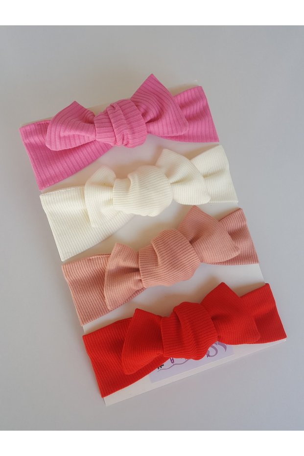 Baby Girl Bandana Buckle Set of 4 Salmon Cream Pink Red