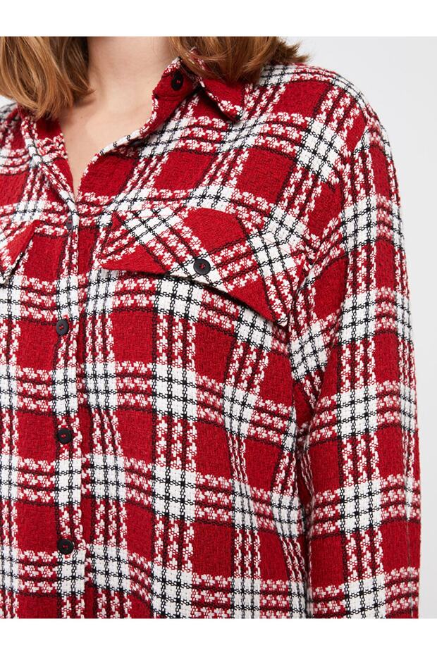 Ekose Uzun Kollu Kadın Gömlek - 4