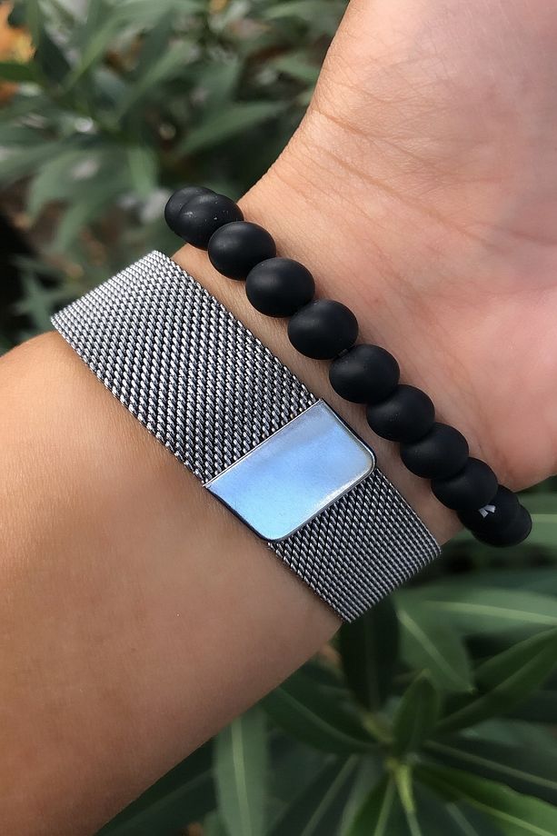 Premium Dokumatik Led Ekran Mıklatıslı Hasır Kordon Unisex Kol Saati-bileklik - 7