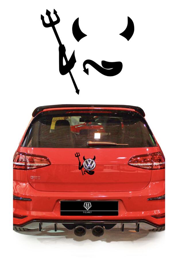 Devil Figured Car Coat of Arms Sticker Compatible with All Brands
