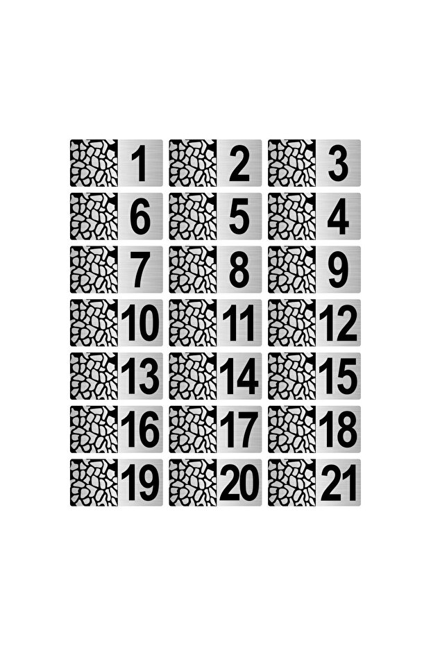 Metal Door Table Cabinet Mailbox Number 6X12 cm Silver Color (1…21)