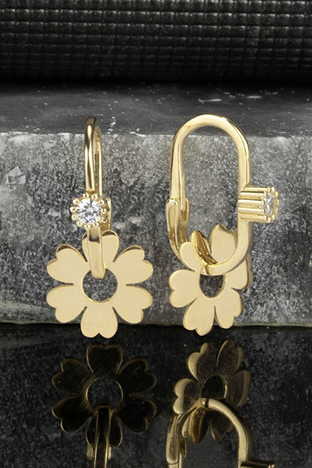 925 Ayar Gümüş Yonca Göçmen Küpesi - 1