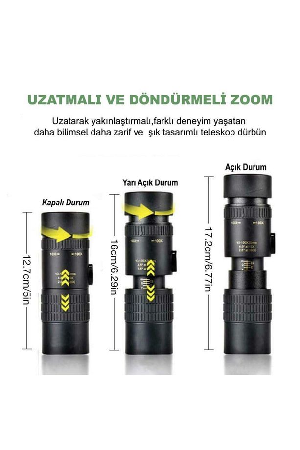 10-300x40 Zoom Monoküler Teleskop Dürbün Telefon Tutuculu - 4