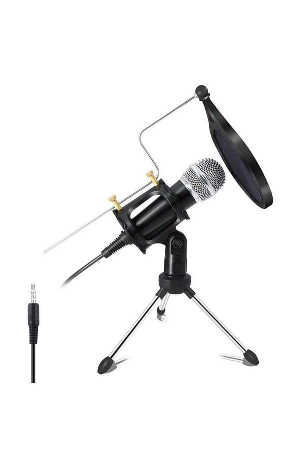 Kareoke Kondenser Mikrofon Cep Telefonu Bilgisayar Uyumlu - 1