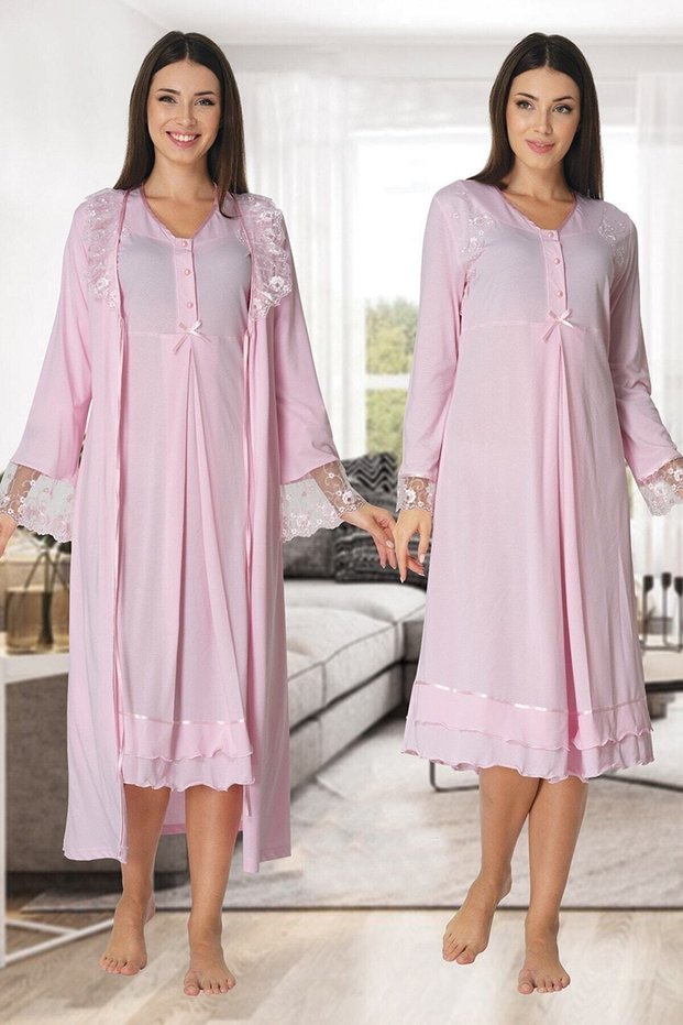 Effort Women's Pink Pregnant Maternity Nightgown Set of 2 2425