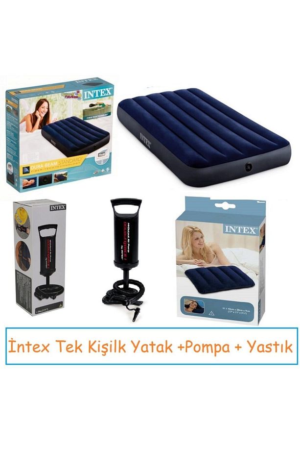 Tek Kişilik Şişme Yatak +pompa+ Yastık Set - 1
