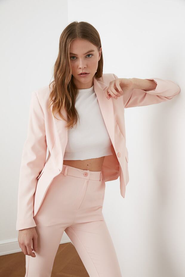Pudra Düğme Detaylı Blazer Ceket TWOSS21CE0039 - 11