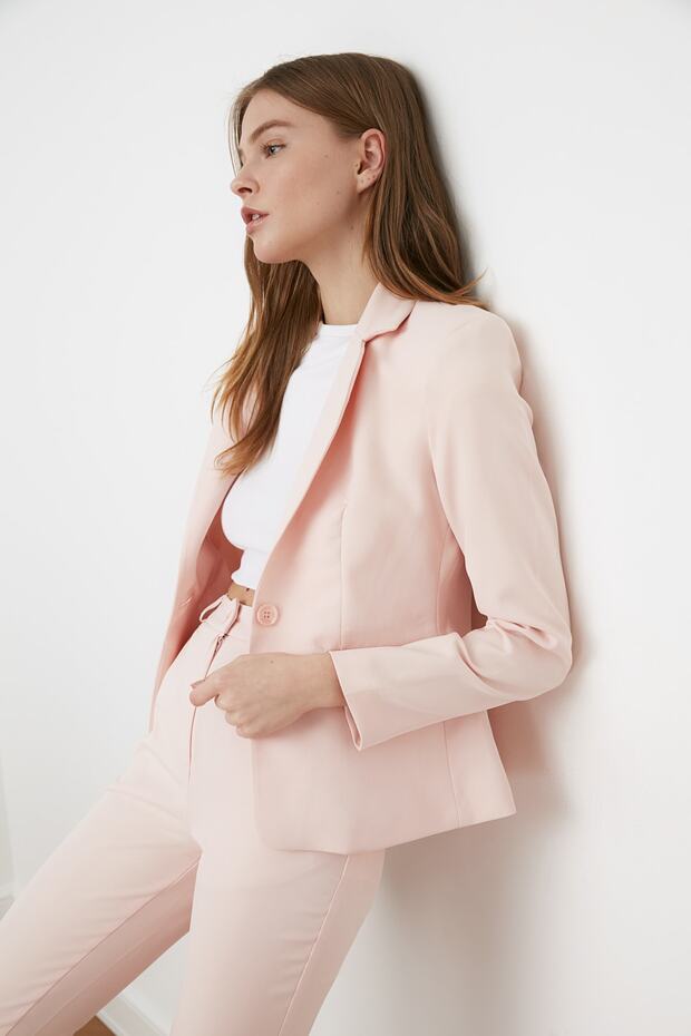 Pudra Düğme Detaylı Blazer Ceket TWOSS21CE0039 - 8