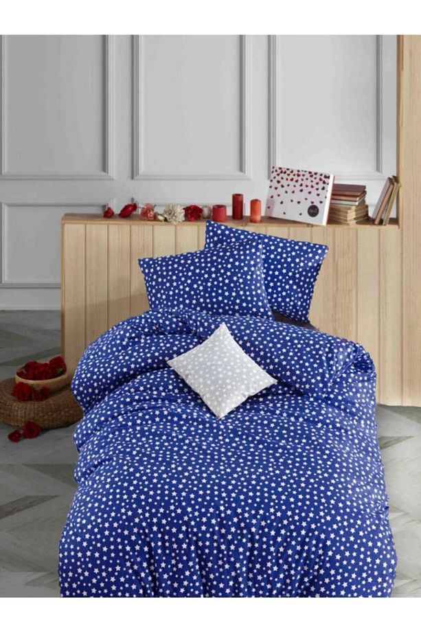 Lacivert Tek Kişilik Pamuklu Nevresim Seti 160x220 - 1